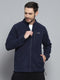 Rock.it Men Navy Blue Solid Mock Neck Full Sleeve Sweatshirt