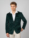 Men Green Solid Lapel Collar Full Sleeve Coat