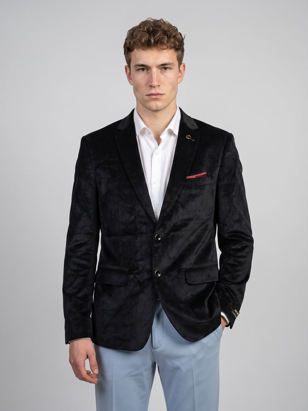 Men Black Solid Lapel Collar Full Sleeve Coat