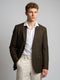 Men Brown Check Lapel Collar Full Sleeve Coat
