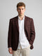 Men Maroon Check Lapel Collar Full Sleeve Coat