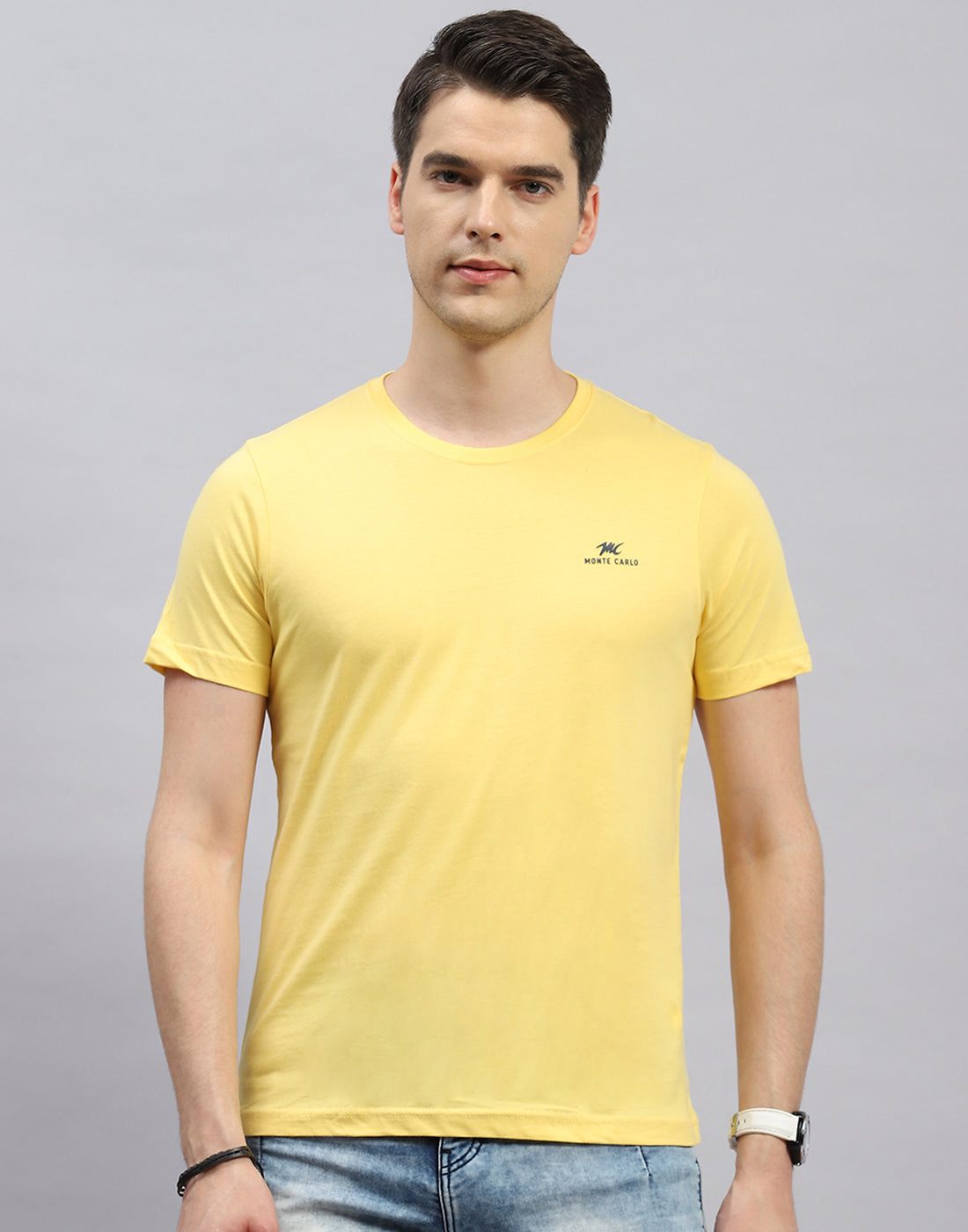 Men Blue, Black & Yellow Solid Round Neck Half Sleeve T-Shirt (Pack of 3)