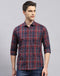 Men Red Check Collar Full Sleeve Shirt