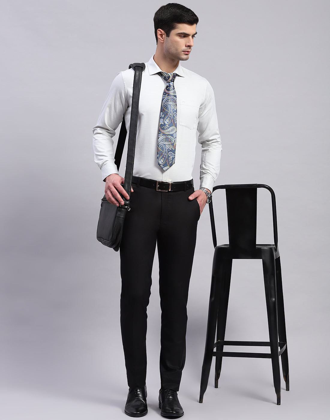 Men Sea Green Solid Collar Full Sleeve Shirt