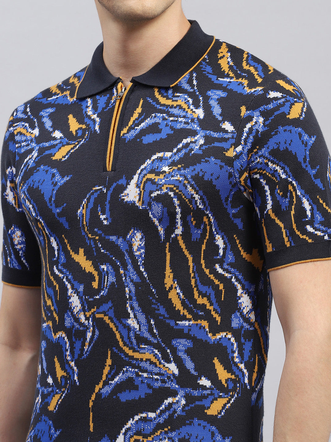 Men Navy Blue Printed Regular Fit Bermuda Set