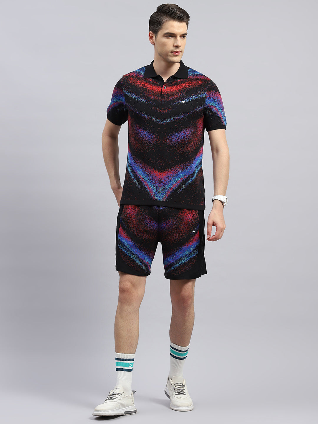 Men Black Printed Regular Fit Bermuda Set