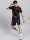 Men Black Printed Regular Fit Bermuda Set