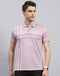 Men Peach Stripe Polo Collar Half Sleeve T-Shirt