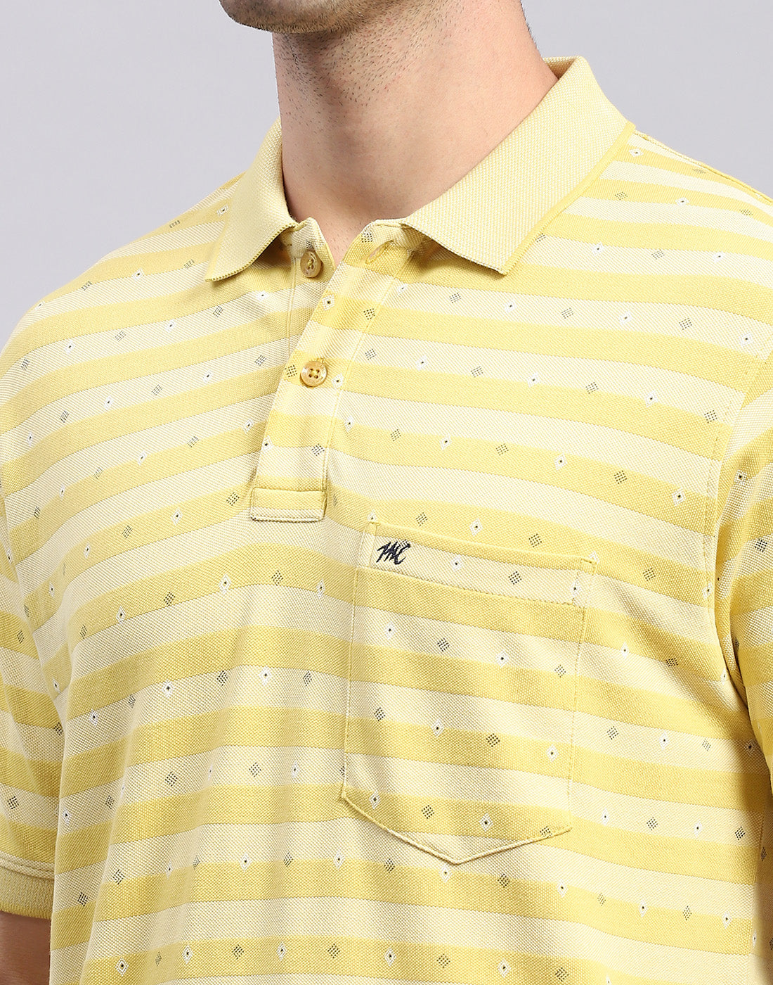 Men Yellow Printed Polo Collar Half Sleeve T-Shirt