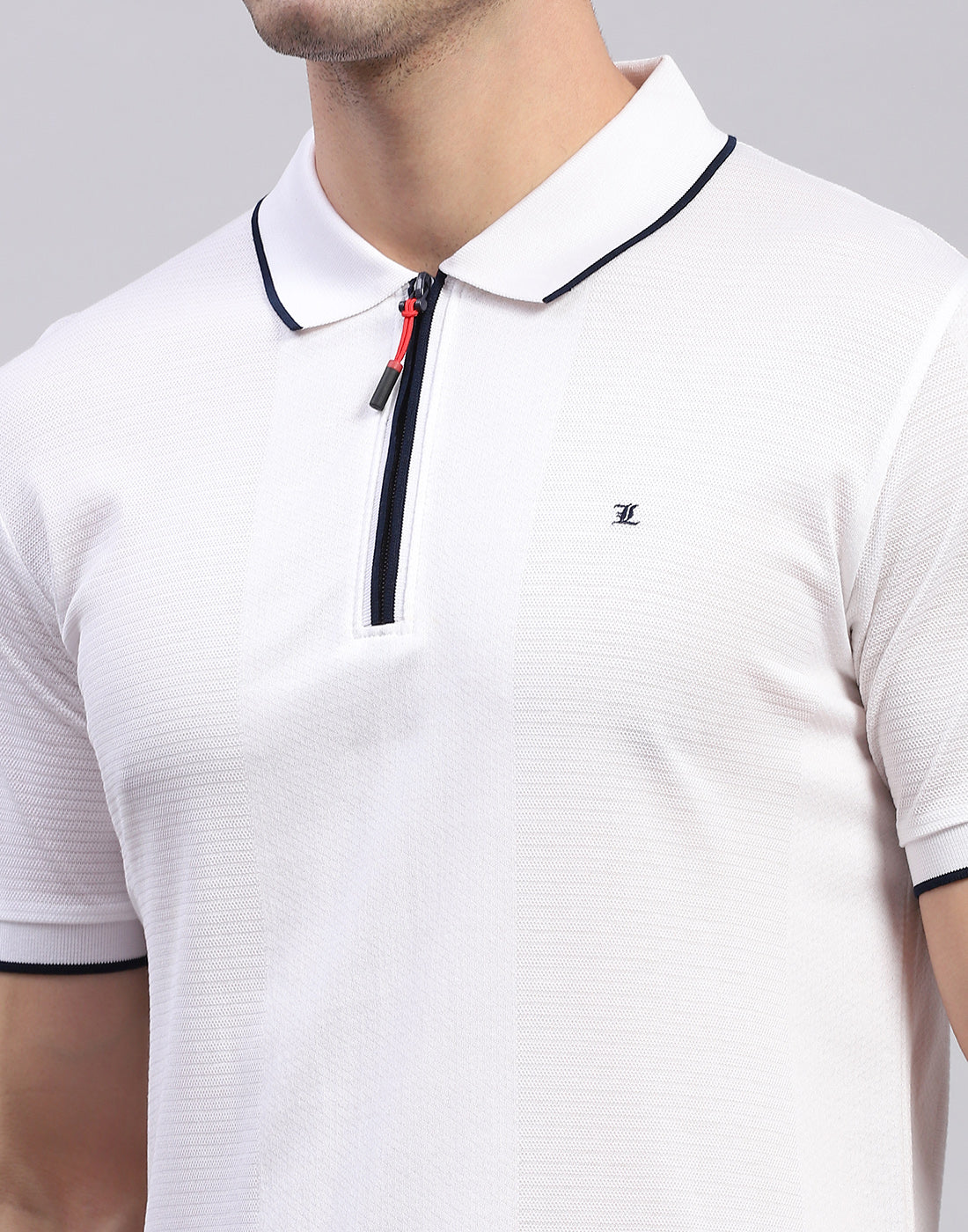 Men White Solid Polo Collar Half Sleeve T-Shirt
