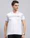 Men White Printed Polo Collar Half Sleeve T-Shirt