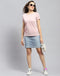 Women Pink Embellished Round Neck Half Sleeve Top