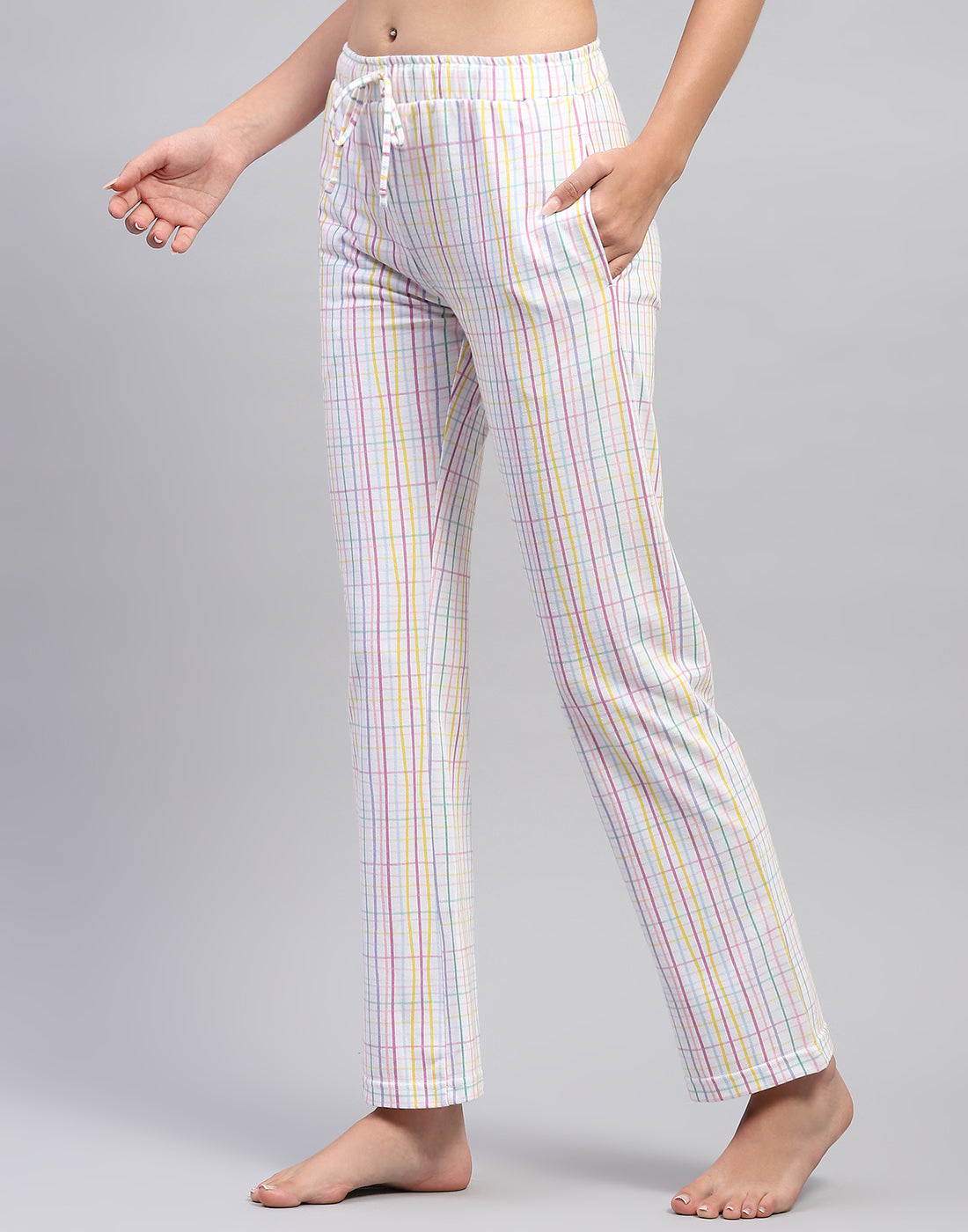 Women Yellow & White Printed Round Neck Half Sleeve Lower Set