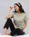 Women Grey & Black Printed Fashion Neck Half Sleeve Lower Set