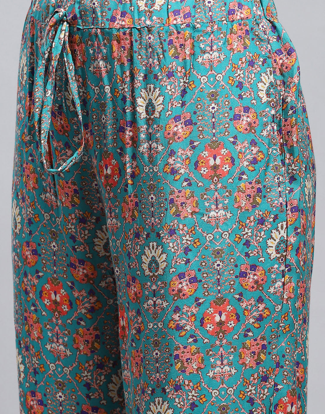 Women Teal Blue Solid Collar Half Sleeve Lower Set