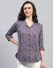 Women Purple Printed Collar Neck Top
