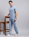 Men Blue Solid Polo Collar Half Sleeve Lower Set