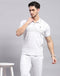 Men Grey Stripe Polo Collar Half Sleeve Lower Set