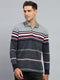 Men Green Stripe Collar Full Sleeve Winter T-Shirt