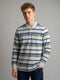 Men White Stripe Polo Collar Full Sleeve T-Shirt