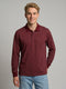 Men Maroon Self Design Polo Collar Full Sleeve T-Shirt