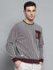 Men Maroon Printed Round Neck Full Sleeve Winter T-Shirt