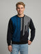 Men Blue Printed Round Neck Full Sleeve T-Shirt