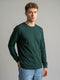 Men Green Solid Round Neck Full Sleeve T-Shirt