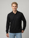 Men Black Solid Polo Collar Full Sleeve Winter T-Shirt