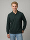 Men Green Solid Polo Collar Full Sleeve T-Shirt