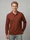 Men Rust Solid Polo Collar Full Sleeve T-Shirt