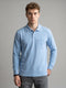Men Sky Blue Solid Polo Collar Full Sleeve T-Shirt