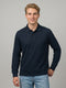 Men Navy Blue Solid Polo Collar Full Sleeve T-Shirt