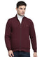 Men Maroon Solid Mock Neck Full Sleeve Winter T-Shirt