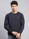 Men Navy Blue Solid Round Neck Full Sleeve Sweatshirt