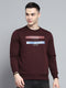 Men Maroon Printed Round Neck Full Sleeve Sweatshirt