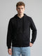 Men Black Solid Hooded Full Sleeve Sweatshirt