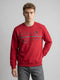 Men Red Printed Round Neck Full Sleeve Sweatshirt