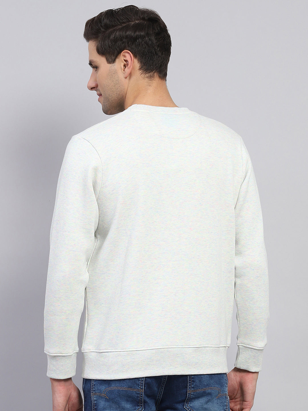 Men Grey Printed Round Neck Full Sleeve Sweatshirt
