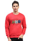Men Red Printed Round Neck Full Sleeve Sweatshirt