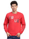 Men Red Printed Round Neck Full Sleeve Sweatshirt