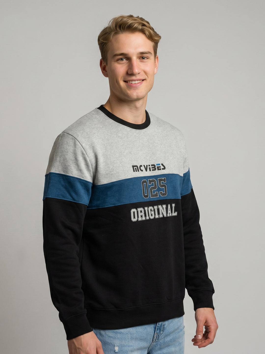 Men Black Printed Round Neck Full Sleeve Sweatshirt