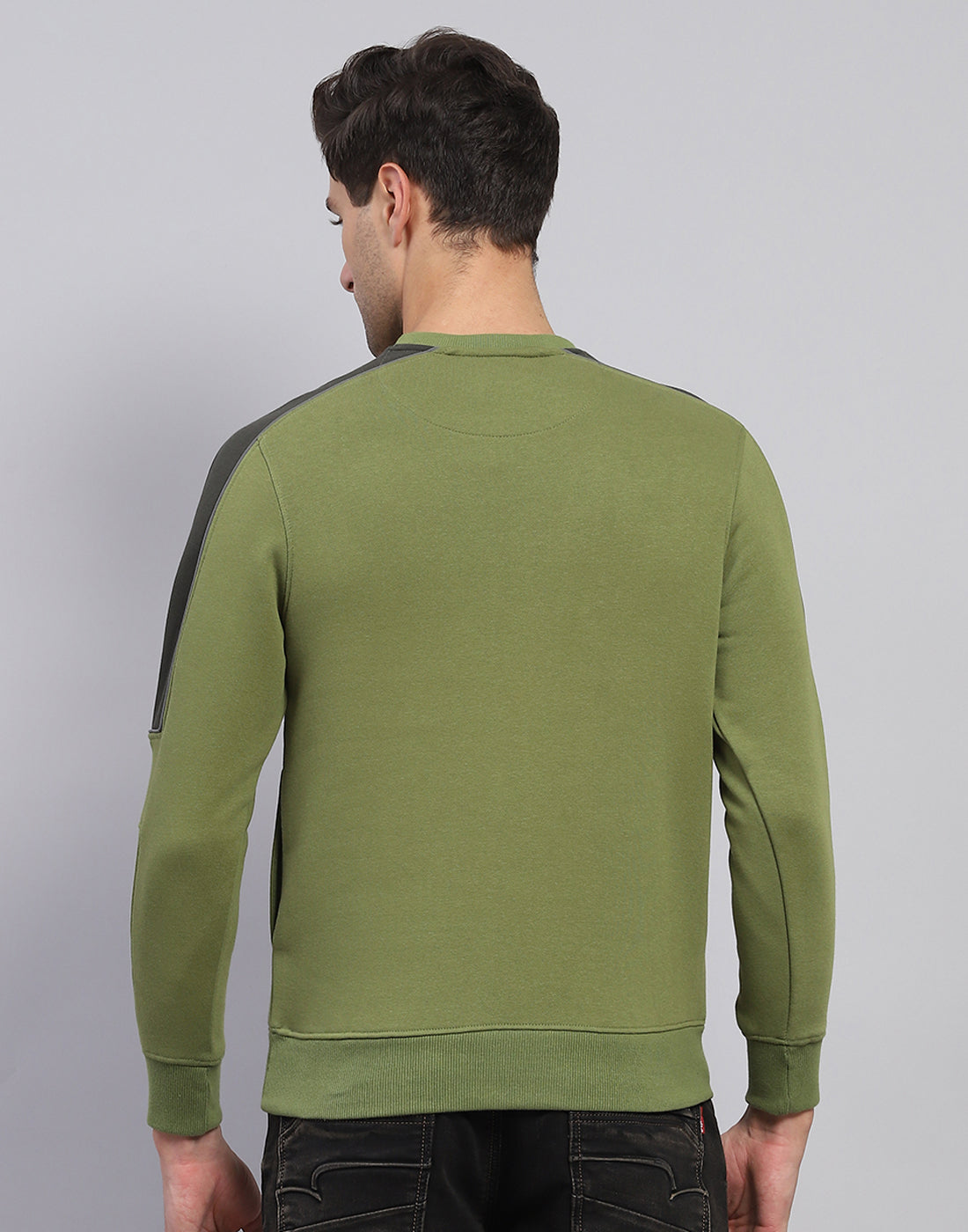 Men Green Printed Round Neck Full Sleeve Sweatshirt