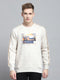 Men Beige Printed Round Neck Full Sleeve Sweatshirt