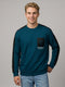 Men Blue Printed Round Neck Full Sleeve Sweatshirt