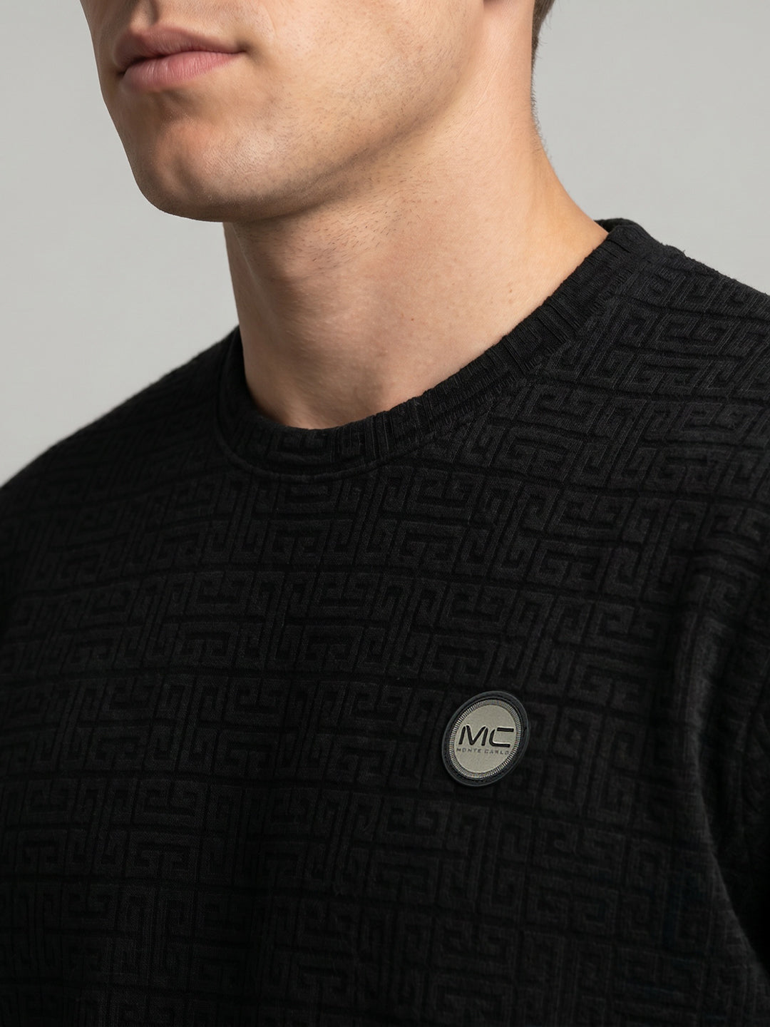 Men Black Printed Round Neck Full Sleeve Sweatshirt