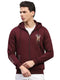 Men Maroon Printed Hooded Full Sleeve Sweatshirt