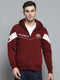 Men Maroon Printed Hooded Full Sleeve Sweatshirt