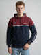 Men Navy Blue Solid Hooded Full Sleeve Sweatshirt