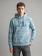 Men Blue Typography Print Hooded Full Sleeve Sweatshirt